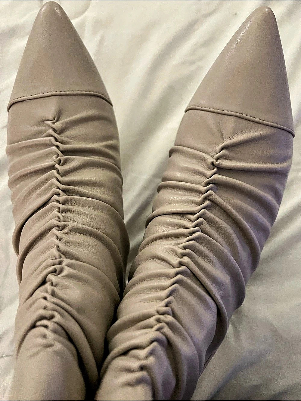 Journee collection Ruched kitten heel Boots in Beige. Never worn. Brand new